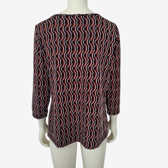 BY Design Geometric Multicolored Textured 3/4 Sleeve Stretch Blouse Size M - Picture 5 of 11